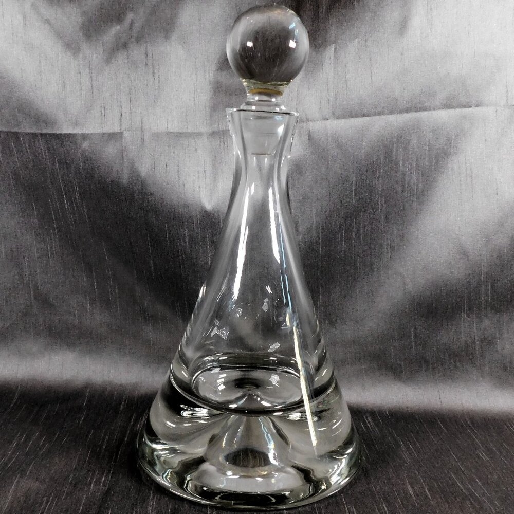 Large Cone Shaped Crystal Decanter with Solid Base # 25909